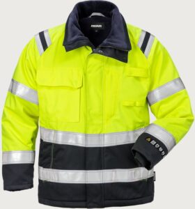 Fristads Flamestat vinterjacka 4285 ATHS klass 3, dam – Varsel Gul/Marinblå (171)