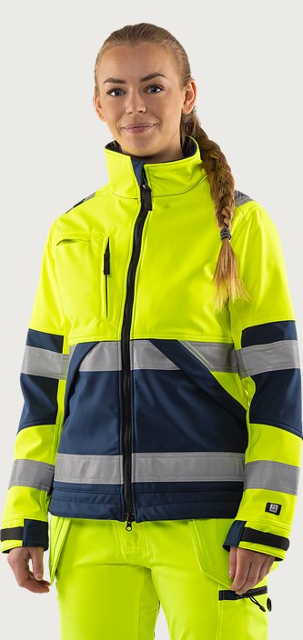 Fristads Varsel softshell-jacka 4183 WYH klass 2, dam – Varsel Gul/Marinblå (171)
