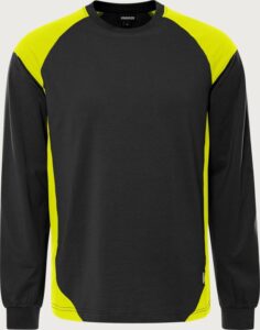 Fristads Green långärmad T-shirt 7071 GTM – Svart/Neongul (982)