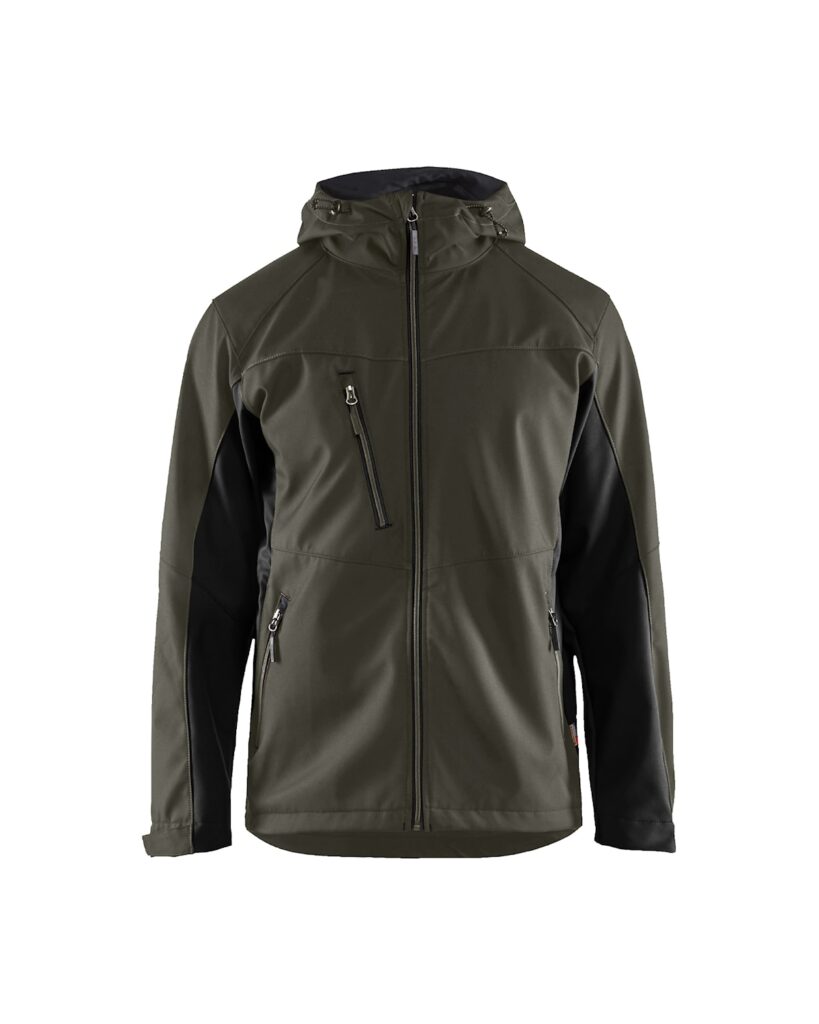 Blåkläder 4753-2516 Softshelljacka med luva – Mörk olivgrön/Svart