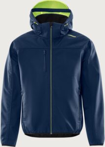 Fristads Softshell-jacka med huva 4655 GBF – Marinblå/Neongul (556)