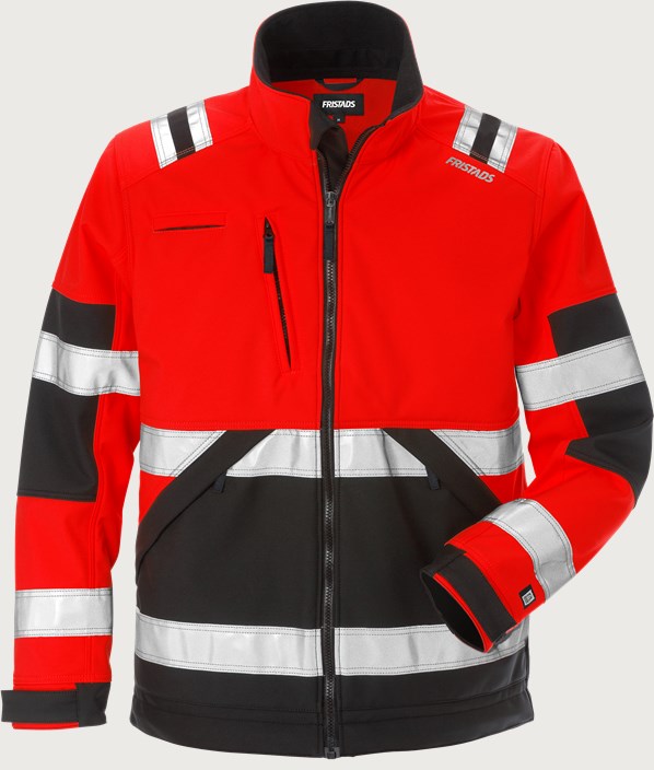 Fristads Varsel softshell-jacka 4083 WYH, klass 2 – Varsel Röd/Svart (396)