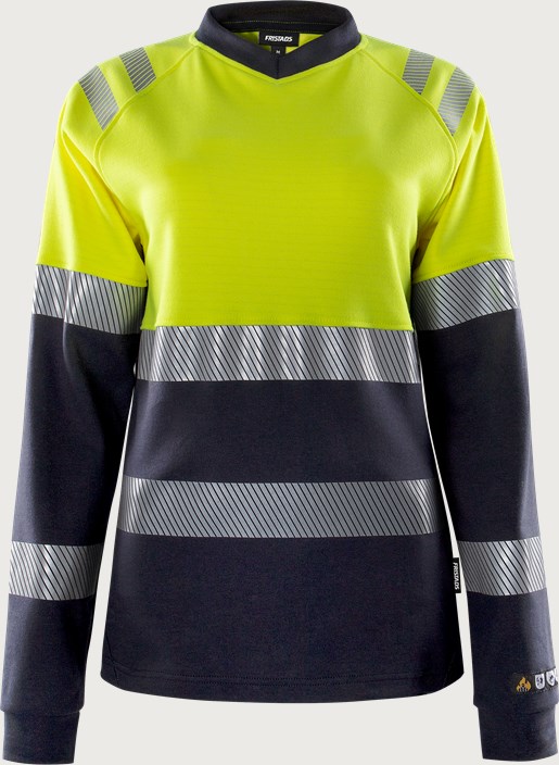 Fristads Flamestat långärmad T-shirt 7108 TFL klass 1, dam – Varsel Gul/Marinblå (171)