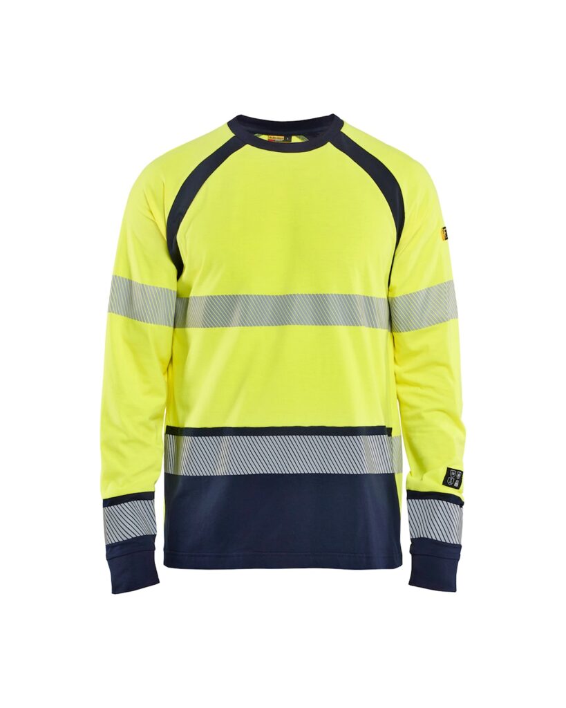 Blåkläder 3436-1737 Långärmad T-shirt Multinorm Inherent – Varselgul/Marinblå