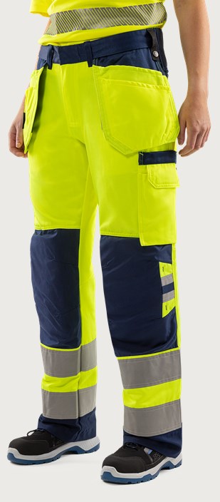 Fristads Varsel hantverkarbyxa 2671 GPLU klass 2, dam – Varsel Gul/Marinblå (171)