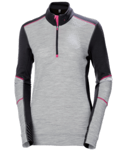 Helly Hansen 75210 Dam LIFA Merino underställströja halvzip – Ebony/Grey Melange (959)