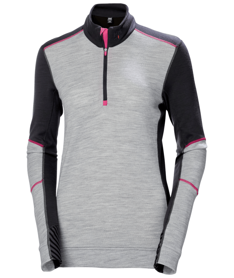 Helly Hansen 75210 Dam LIFA Merino underställströja halvzip – Ebony/Grey Melange (959)